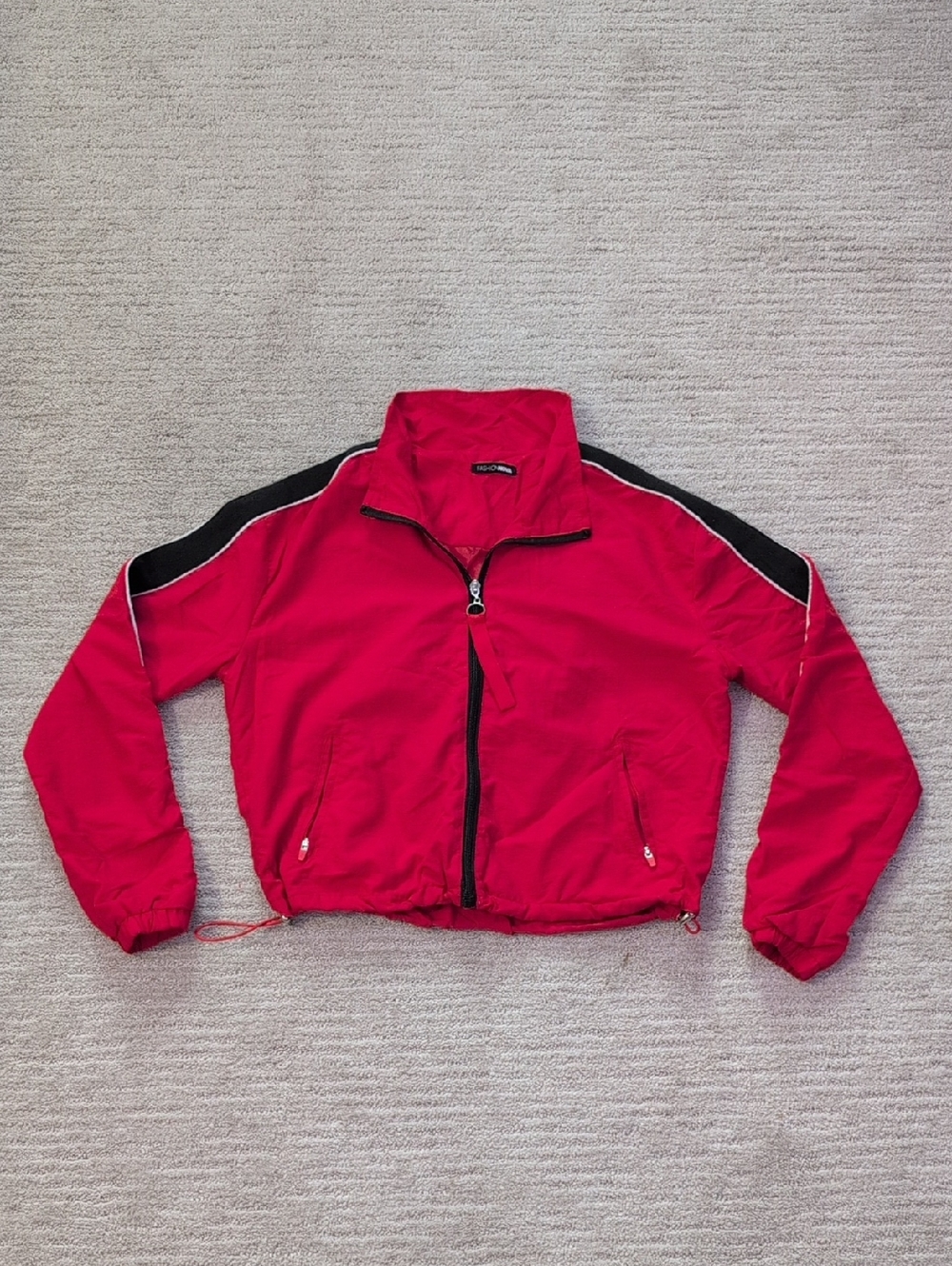 Fashion Nova Hot Pink Half-Zip Windbreaker with Black Trim